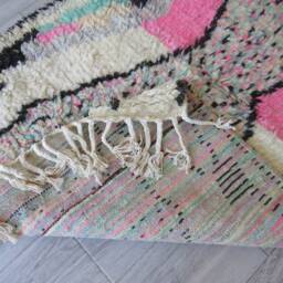 Moroccan Rug - Wool Beni Ourain Berber Rug-Beniouraincarpet-Colorful Rug-Pink Rug-Rainbow Rug-Morokko Teppish-Azilal Rug-Custom Rug - thumbnail 3