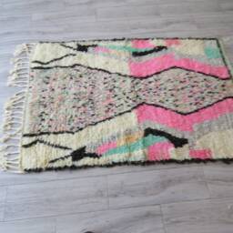 Moroccan Rug - Wool Beni Ourain Berber Rug-Beniouraincarpet-Colorful Rug-Pink Rug-Rainbow Rug-Morokko Teppish-Azilal Rug-Custom Rug - thumbnail 2