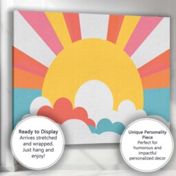 Retro Sunrise Clouds Mid Century Modern Landscape Canvas Wall Art Print Decor Picture Ready To Hang - thumbnail 3
