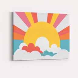 Retro Sunrise Clouds Mid Century Modern Landscape Canvas Wall Art Print Decor Picture Ready To Hang - thumbnail 4