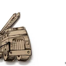 Fire Truck Engraved Wood - Kids Nursery Room, Baby Room Wall Clock - thumbnail 2