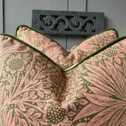 William Morris Marigold Queen Square Pink Olive Floral Sofa Cushion Pillow Cover - thumbnail 3