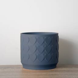 "Heart Planter With Drainage & Saucer in Stone Blue, Cute 3D-Printed Plant Pot, Small To Large Sizes 4"" 5"" 6"" 7"" 8" - thumbnail 2