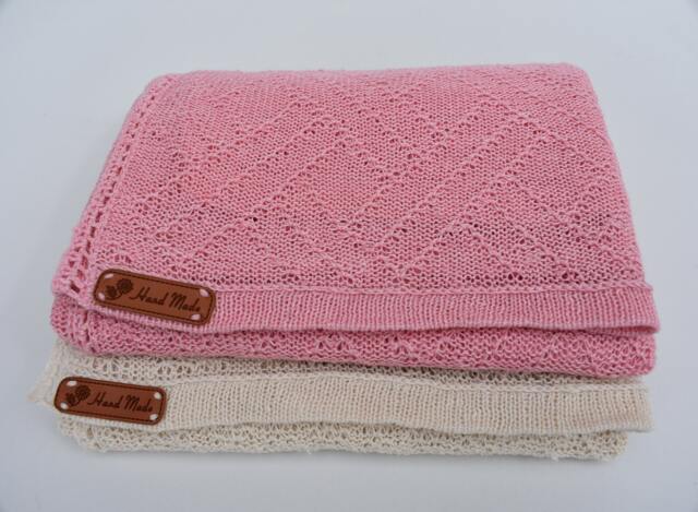 Ready To Ship Knitted Organic Baby Blanket For Crib Linen Light Afghan Wrap Throw Cover Newborn Gift Boy Girl White Pink - image 1