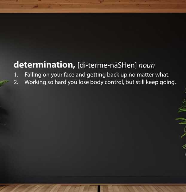Determination Quote Wall Decal, Definition, Never Give Up, Classroom Sign, Business Sticker, Dorm Room Engineering Sign - image 1