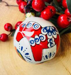 Swedish Dala Horse, Christmas Bauble, Hand Painted, Ceramic, Hanging Ornament, Tree Decoration - thumbnail 1