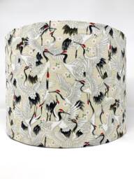 Japanese Crane Lampshade Oriental Bird Print, Cream Ivory