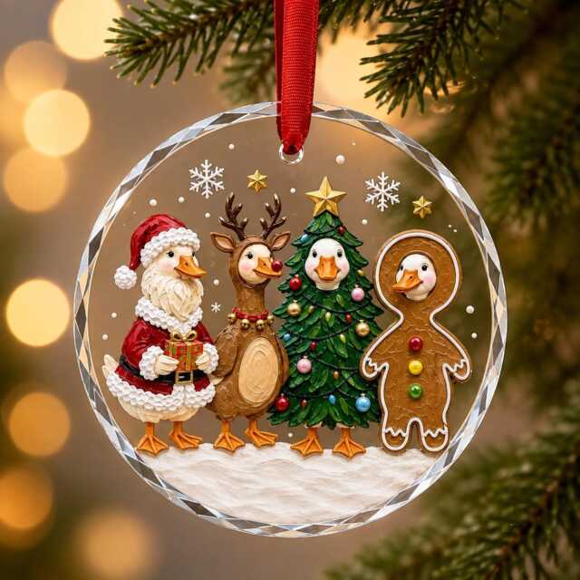 Personalized Christmas Goose Ornament, Xmas Family Gift, Meme Gooae Tree Decoration - image 1