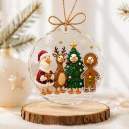 Personalized Christmas Goose Ornament, Xmas Family Gift, Meme Gooae Tree Decoration - thumbnail 3