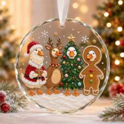 Personalized Christmas Goose Ornament, Xmas Family Gift, Meme Gooae Tree Decoration - thumbnail 2