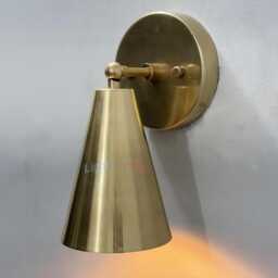Mid Century 1 Light Raw Brass Wall Sconce - Italian Scone Lamp Cone Fixture - thumbnail 1