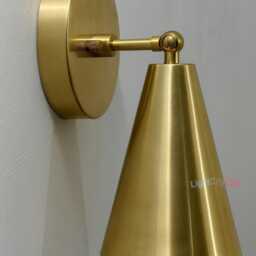 Mid Century 1 Light Raw Brass Wall Sconce - Italian Scone Lamp Cone Fixture - thumbnail 3