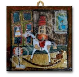 Ceramic Tile, Rocking Horse, Childroom, Art Painting, Artistic Image - thumbnail 1