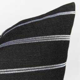 stripe Farmhouse Black & White Country Pillow Cover Cushion - thumbnail 2