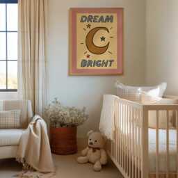 Dream Bright Kids Wall Art Print, Nursery Decor, Cute Moon Illustration For Children's Room, Inspirational Art, Unframed - thumbnail 2