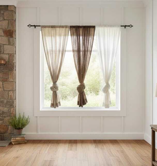 Lightweight Linen Curtain Rod Pocket Sheer Drape - 54??? Natural Window Panel Gauze Curtains - image 1