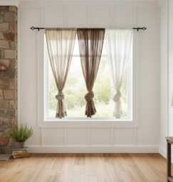 Lightweight Linen Curtain Rod Pocket Sheer Drape - 54??? Natural Window Panel Gauze Curtains - thumbnail 1