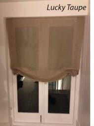 Relaxed Roman Shade, Beige Faux Linen, Custom Window Shade - thumbnail 2