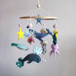 Whale Baby Mobile, Sea Life Nursery Decor, Nautical Crib Godparents Gift