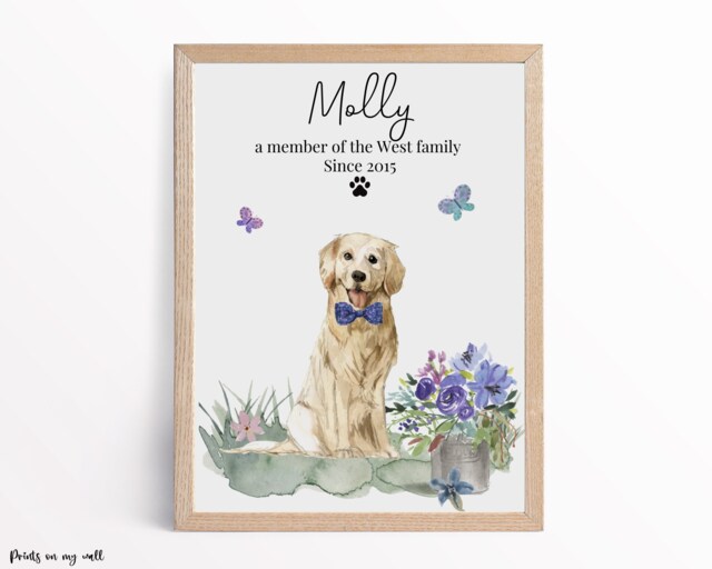 Golden Retriever Print, Personalised Wall Art, Dog Lover Gifts, Home Prints - image 1
