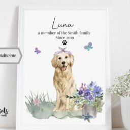 Golden Retriever Print, Personalised Wall Art, Dog Lover Gifts, Home Prints - thumbnail 2