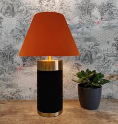 Burnt Orange Tapered Empire Lampshade in Velvet, Conical Lamp Shade - thumbnail 1
