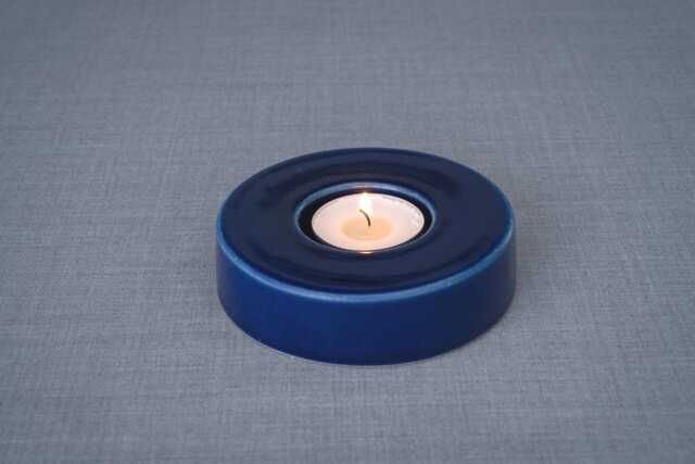 Handmade Candleholder For Tealight Candles, Pottery Candle Holder, Modern Minimalist Decor - Caleo, Cobalt Metallic - image 1