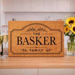 Arch Top Plaque Border Design - Custom Family Name Coir Mat - Personalised Welcome Doormat Wedding Gift - thumbnail 2