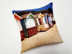 Beach Hut Cushion - Scene Cushions Huts Home Gifts Decor Sofa Accessories Living Room Summerhouse - thumbnail 1