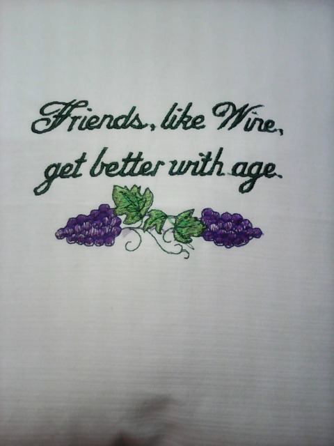 Friends Like Wine... Embroidered Decorative Pillow