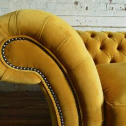 Extra Large British Handmade 4 Seater Mustard Velvet Chesterfield Sofa - Deep Seat - thumbnail 3
