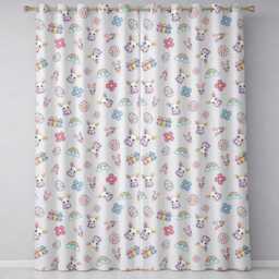Cute Rainbow Bunny Flower Egg Pastel Kawaii Cream Background Seamless Pattern Readymade Eyelet Ring Top Thermal 100% Blackout Curtains - thumbnail 2