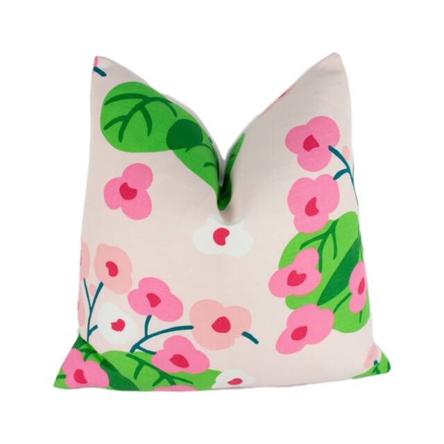 Schumacher - Saku Pink Traditional Japanese Cherry Blossom Designer Cushion Cover Handmade Throw Pillow Home Decor - image 1