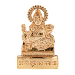 Kubera Statue Murti Car Golden Metal Small Kuvera Kuber Kuberan Sitting Idol Hindu Goddess Home Office Mandir Temple Decor Diwali Handmade - thumbnail 2