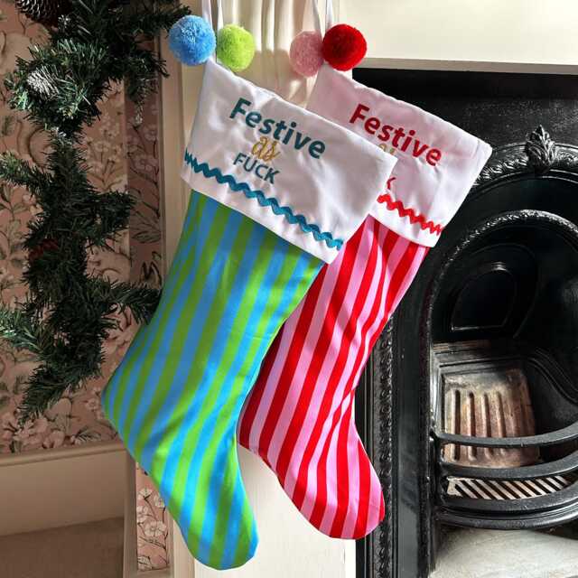 Festive As Fu Christmas Stockings, Santa Family Stockings With Embroidery, Xmas Decoration For Fireplace Hanging Holiday Gift - image 1