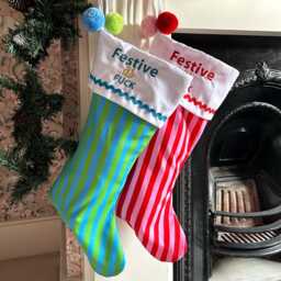 Festive As Fu Christmas Stockings, Santa Family Stockings With Embroidery, Xmas Decoration For Fireplace Hanging Holiday Gift