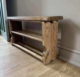 Rustic Shoe Rack Bench Reclaimed Wooden Entryway Mudroom Made To Order Bespoke Furniture