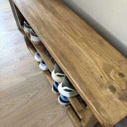Rustic Shoe Rack Bench Reclaimed Wooden Entryway Mudroom Made To Order Bespoke Furniture - thumbnail 3