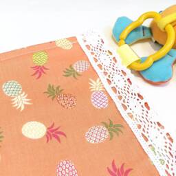 Baby Comforter, Snuggly Soft Lovey With Tropical Pineapples, Small Security Blanket For Newborn, Plush Square Lace Cloth, New Baby Gift - thumbnail 3