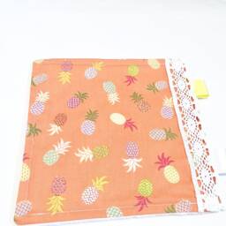 Baby Comforter, Snuggly Soft Lovey With Tropical Pineapples, Small Security Blanket For Newborn, Plush Square Lace Cloth, New Baby Gift - thumbnail 2