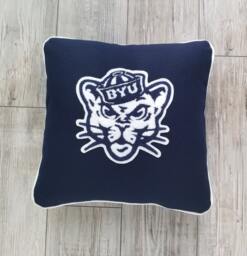Byu, Cougar Logo Letterman Pillow, Brigham Young University, Byu Cougars - thumbnail 1