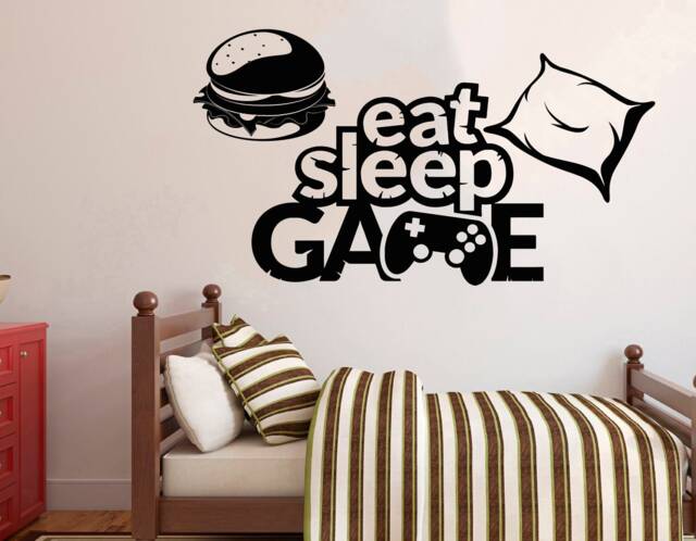 Gamer Wall Decal Eat Sleep Game Controller, Gaming Room Decor 3076 - image 1