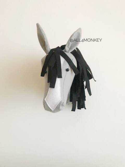 Felt Horse Head Wall Decor Safari Nursery Animal - image 1