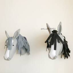 Felt Horse Head Wall Decor Safari Nursery Animal - thumbnail 2