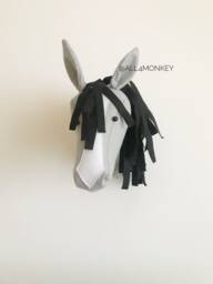Felt Horse Head Wall Decor Safari Nursery Animal - thumbnail 1