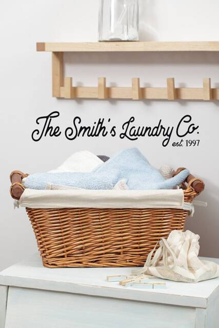 Custom Laundry Wall Decal, Last Name Vinyl Room Decor, Glass Door Decals, Door Decal - image 1