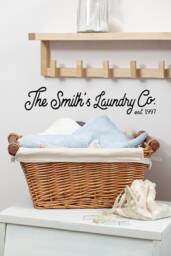 Custom Laundry Wall Decal, Last Name Vinyl Room Decor, Glass Door Decals, Door Decal - thumbnail 1
