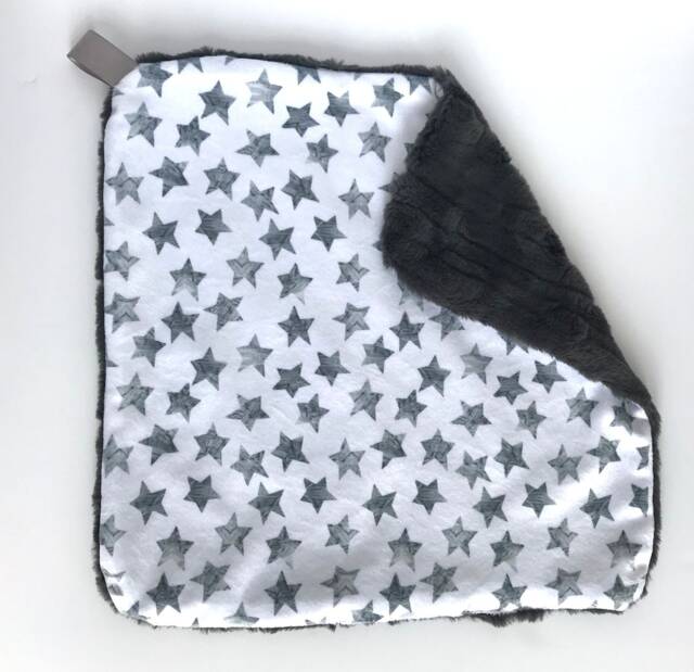 star Lovey, Security Blanket, Blankie, Minky Baby Grey & White New Gift, Gender Neutral Gift - image 1