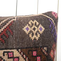 Kilim Lumbar Pillow Cover Turkish Anatolian Throw - 12x24 Inch - thumbnail 3