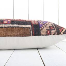 Kilim Lumbar Pillow Cover Turkish Anatolian Throw - 12x24 Inch - thumbnail 4